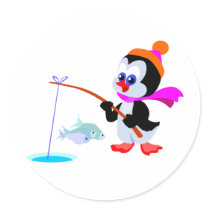 Fishing Penguin stickers