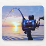 Fishing Reel at Sunset Mouse Pads