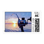 Fishing Reel at Sunset Postage Stamp