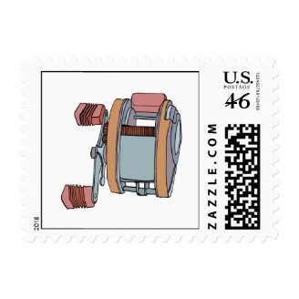 Fishing Reel Postage Stamp