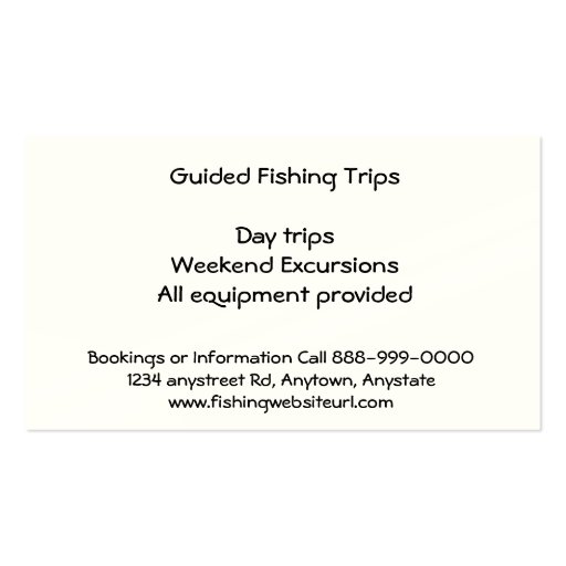 Fishing  Rod and Reel Business Card for Guides (back side)