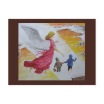 Fishing rod guards children postcards