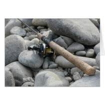 Fishing Rod on the Rocks Greeting Cards