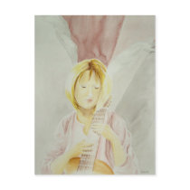 Fishing rod with guitar postcards