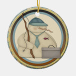 Fishing Snowman Christmas Ornament