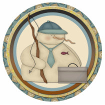 Fishing Snowman Ornament photo sculptures