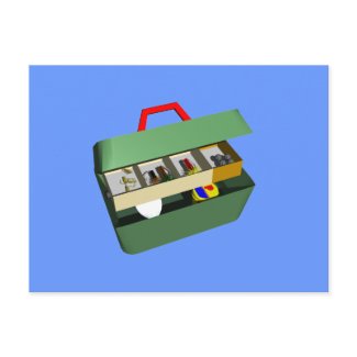 fishing tackle box postcard