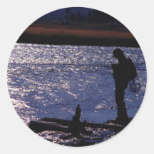 Fishing Till Dusk Round Stickers