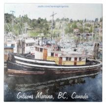 Fishing Tug Boat 5 Watercolour Art 6" Tile