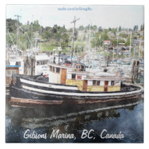 Fishing Tug Boat 5 Watercolour Art 6" Tile