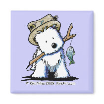 Fishing Westie Magnet magnets