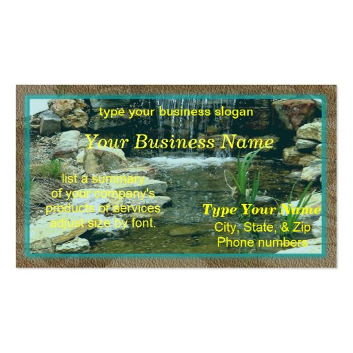 Fishpond card business card templates (front side)