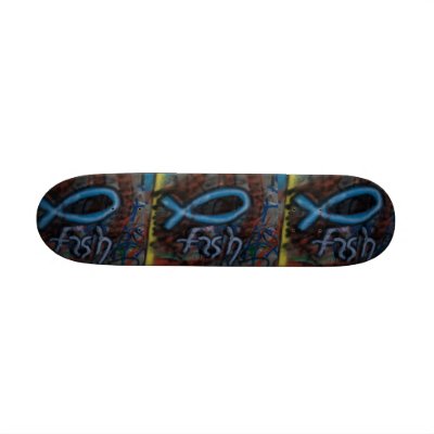 Fish's own graffiti skate board by cryptidzoo
