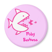 Fishy Business - Pink Fridge Magnets