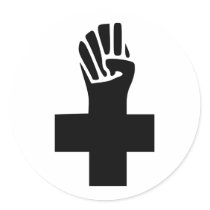 Fist Cross Anarchy Symbol Anarchist Anarchism Round Stickers