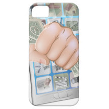 Fist smashing out of phone with money iPhone 5 case