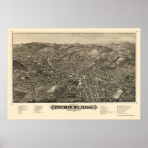 Fitchburg, MA Panoramic Map - 1882 Posters