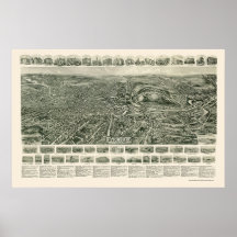 Fitchburg, MA Panoramic Map - 1915 Poster
