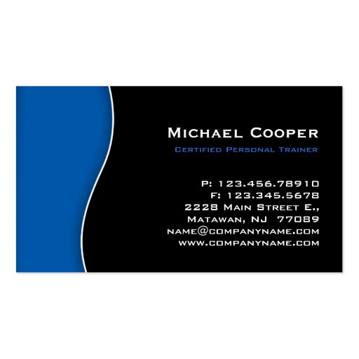 Fitness Business Card Professional Black Blue (back side)