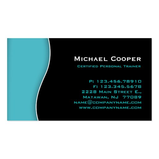 Fitness Business Card Professional Blue Black (back side)