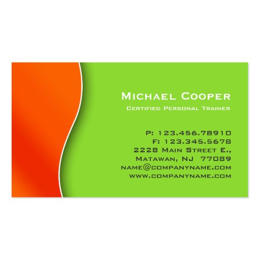 Fitness Business Card Professional Lime Orange (back side)
