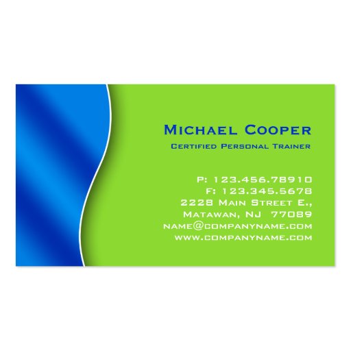 Fitness Business Card Professional Lime Royal Blue (back side)
