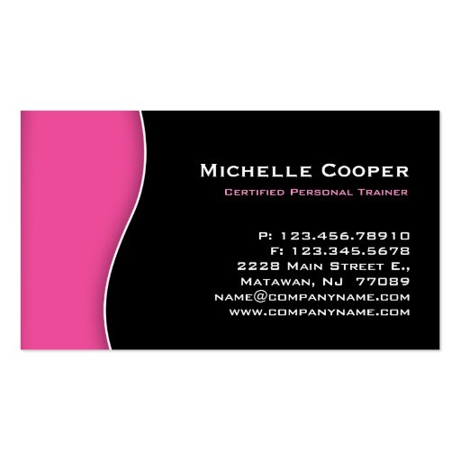 Fitness Business Card Professional Pink black (back side)