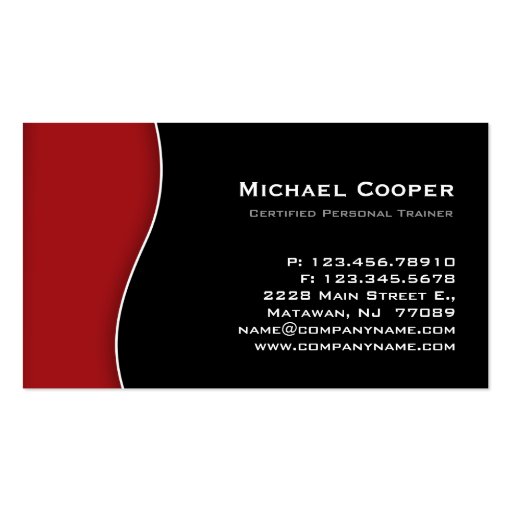 Fitness Business Card Professional Red Black (back side)