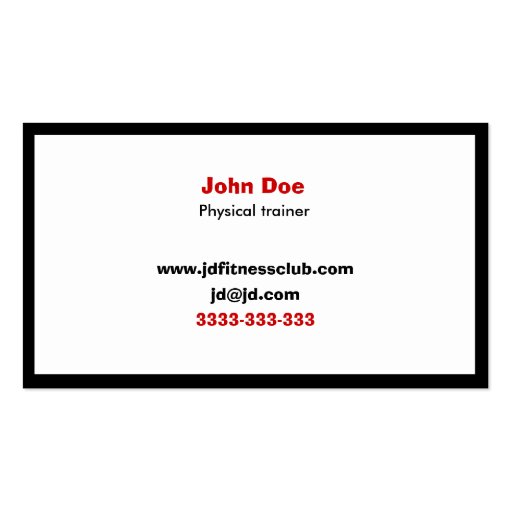 Fitness Business Cards (back side)