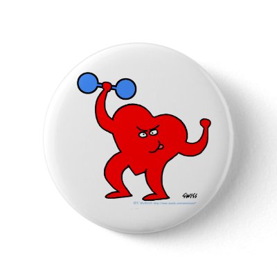 Fitness Cartoon Strongheart Button by Swisstoons