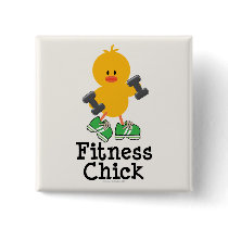 Fitness Chick Button by HobbyTeesGifts Fitness Chick Button