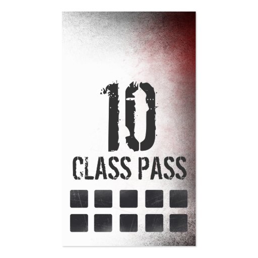 Fitness Class Business Card 10 Class Pass Card