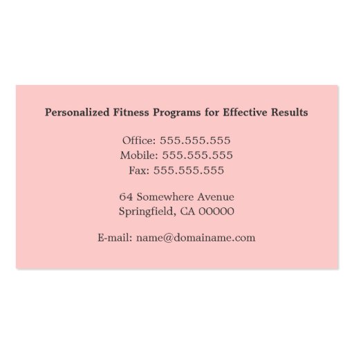 Fitness Instructor Business Card Template (back side)