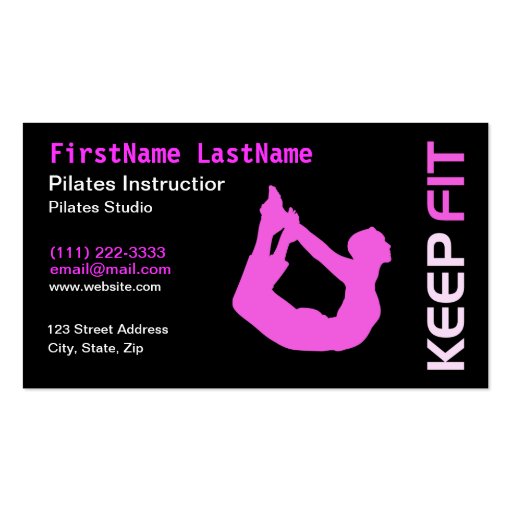 Fitness Pilates Instructor Business Card (front side)