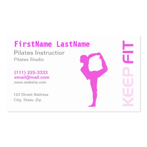 Fitness Pilates Instructor on white Business Card