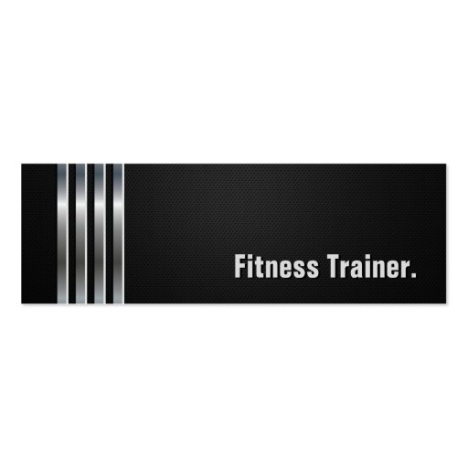 Fitness Trainer - Black Silver Stripes Business Card Template (front side)