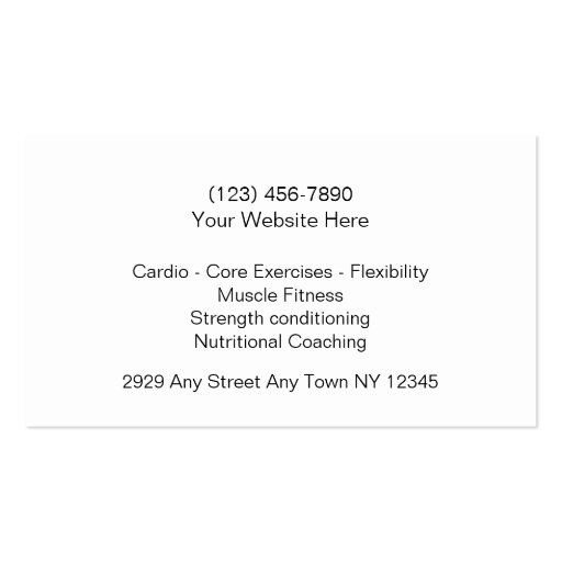 Fitness Trainer Business Cards (back side)