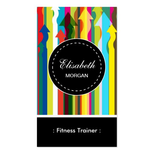 Fitness Trainer- Colorful Stripes Pattern Business Card (front side)