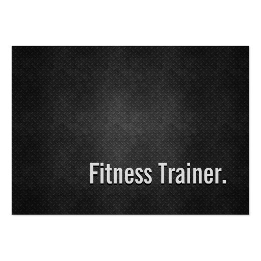 Fitness Trainer Cool Black Metal Simplicity Business Card Templates (front side)