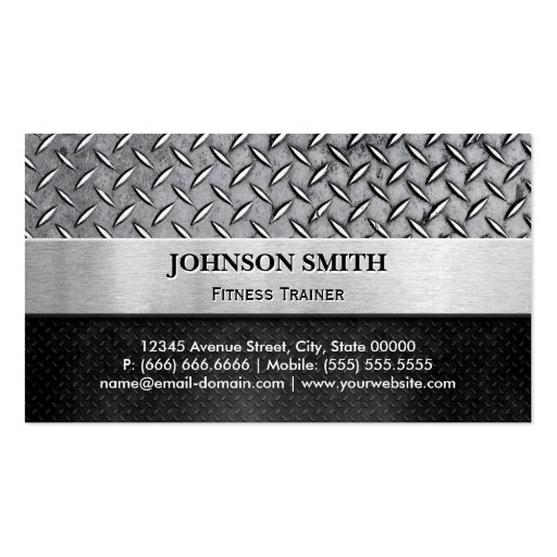 Fitness Trainer - Diamond Metal Plate Business Card