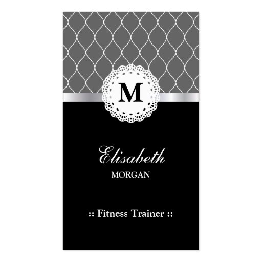 Fitness Trainer - Elegant Black Lace Pattern Business Card Templates (front side)