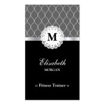 Fitness Trainer - Elegant Black Lace Pattern Business Card Templates