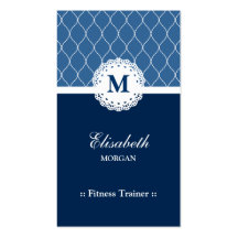 Fitness Trainer - Elegant Blue Lace Pattern Business Card Templates