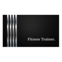 Fitness Trainer Professional Black Silver Business Card