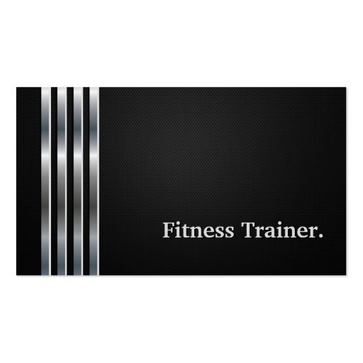 Fitness Trainer Professional Black Silver Business Card (front side)