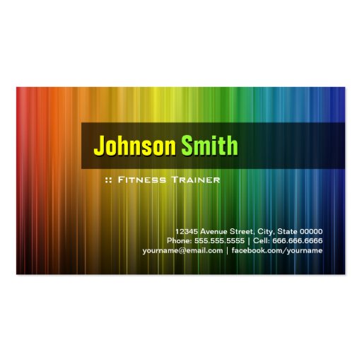 Fitness Trainer - Stylish Rainbow Colors Business Cards (front side)