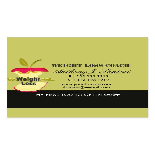 Fitness Weight Loss Coach Dietician DoubleSided Standard Business