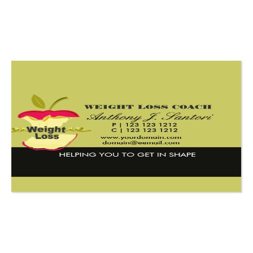 Fitness Weight Loss Coach Dietician Business Card Templates (front side)