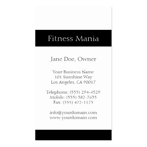 Fitness White Business Card Templates (back side)