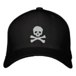 Fitted Skull and Crossbones Pirate Embroidered Hats